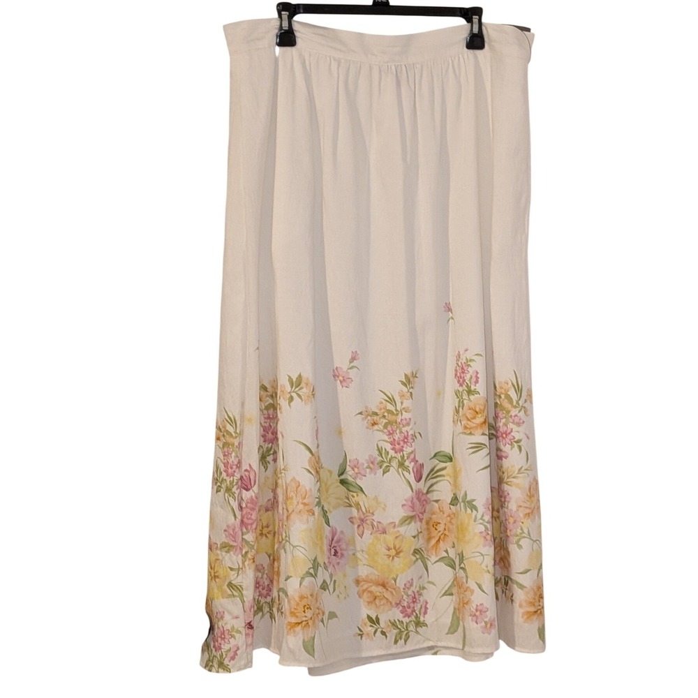 Vince Camuto Ultra White Floral Garden Party Midi Skirt XL NWT $89 - Picture 3 of 11